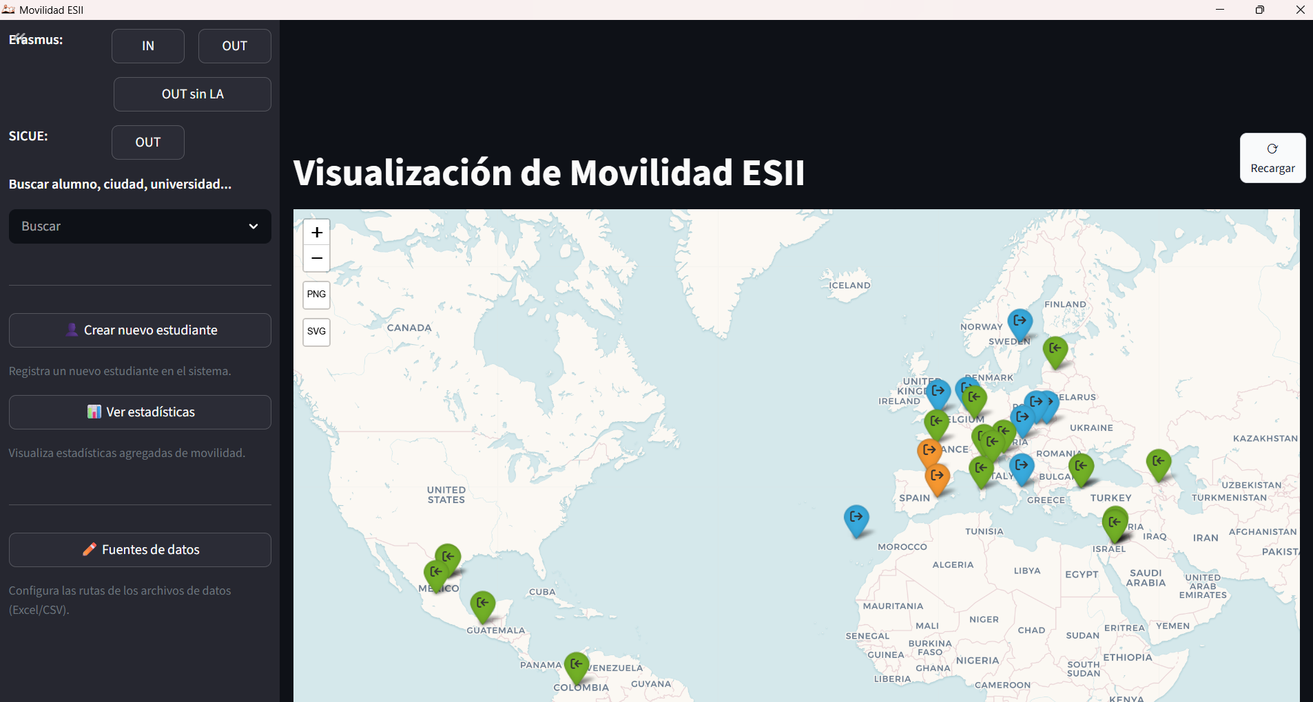 Vista del mapa interactivo